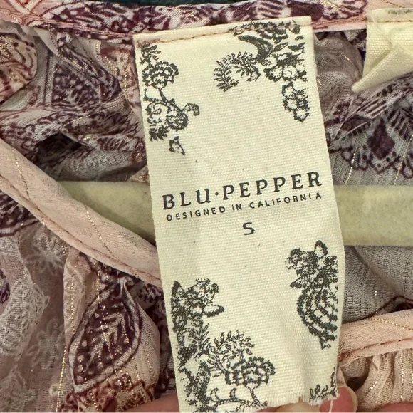 Blu Pepper Bohemian Effortless Airy Sheer Floral Peasant Festival Fairy Hippie - Picture 2 of 9